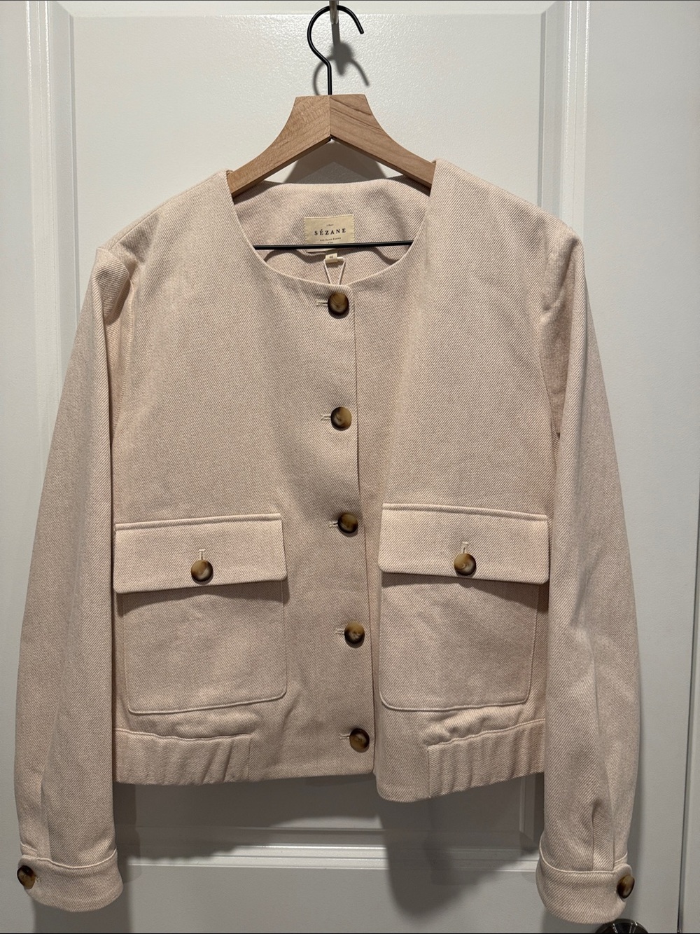 Sezane Nadia Jacket, Mottled Ecru, Size US 14, EU 46